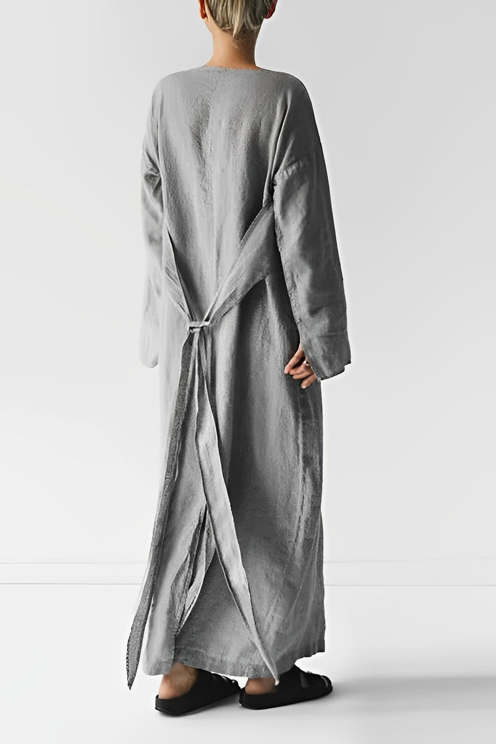 R&B | Leinen Wickel Maxikleid
