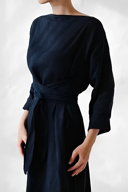 R&B | Leinen Wickel Maxikleid