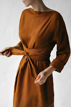 R&B | Leinen Wickel Maxikleid