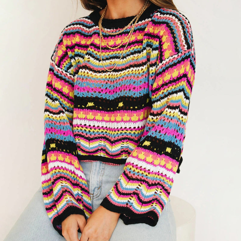 R&B | Gestreifter Strickpullover Mit Feinem Design