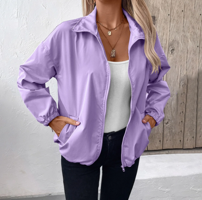R&B | Herbstjacke mit Reißverschluss und Hohem Kragen, Leicht