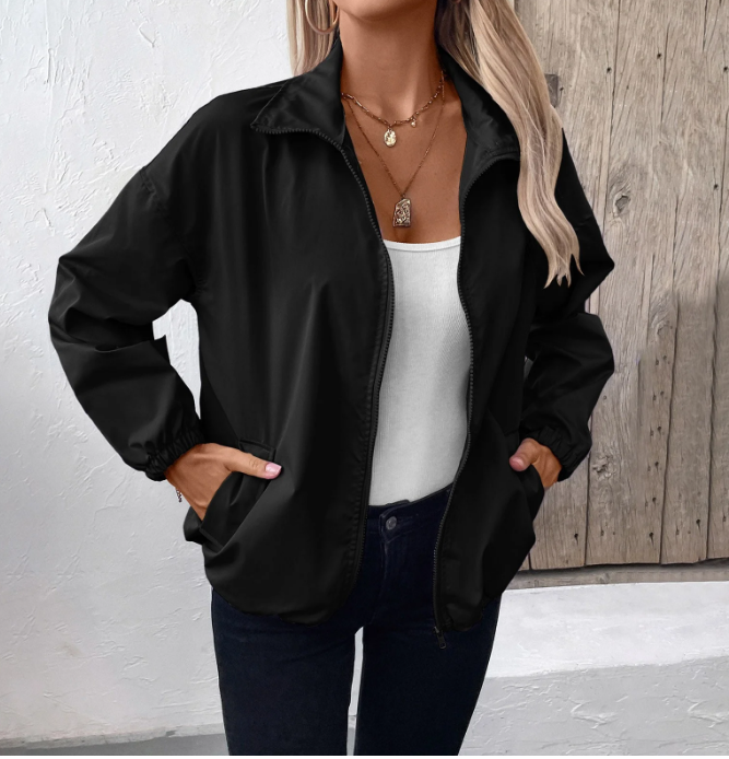 R&B | Herbstjacke mit Reißverschluss und Hohem Kragen, Leicht