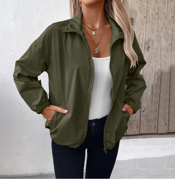 R&B | Herbstjacke mit Reißverschluss und Hohem Kragen, Leicht