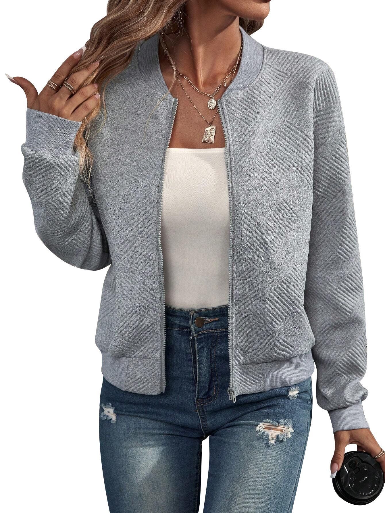 R&B | Herbstjacke mit Reißverschluss und Muster, Casual