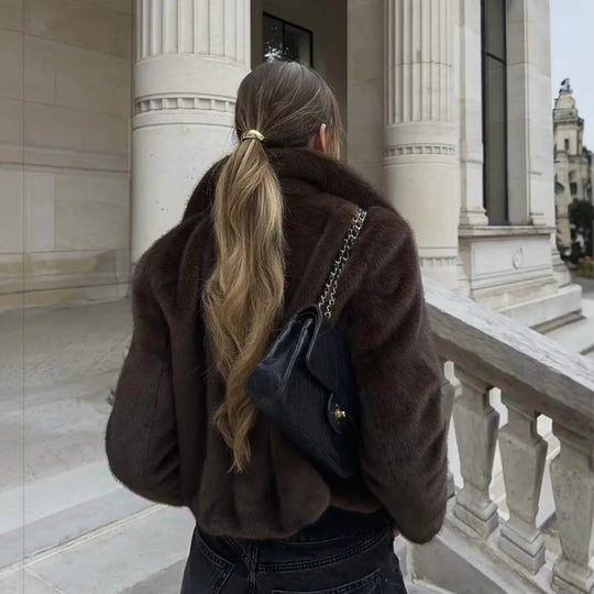 R&B | Fake Fur,Mäntel mit Kragen, Braun Pelzlook