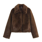 R&B | Fake Fur,Mäntel mit Kragen, Braun Pelzlook
