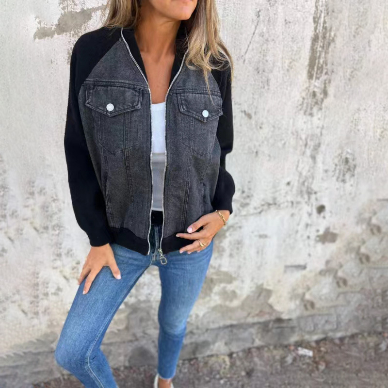 R&B | Jacke mit Denim,Front und Strickärmeln, Casual