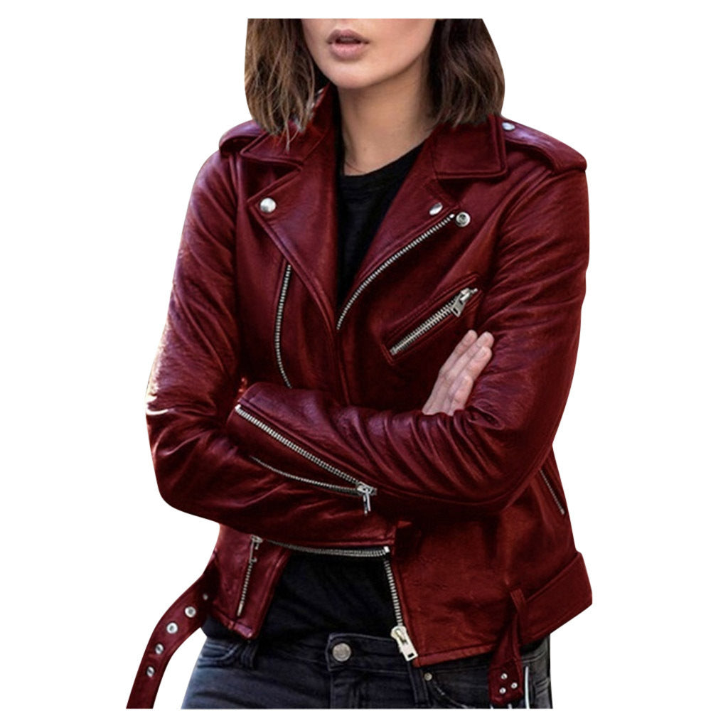 R&B | Kurze Herbstjacke mit Gürtel und Reißverschlüssen