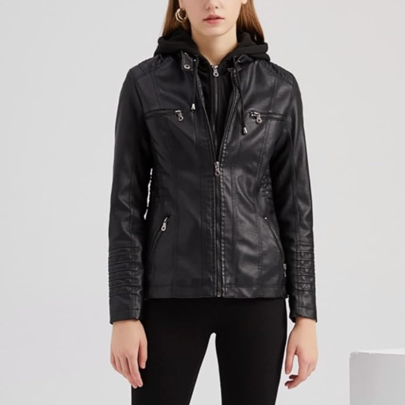 R&B | Kurze Herbstjacke mit Kapuze und Reißverschlüssen