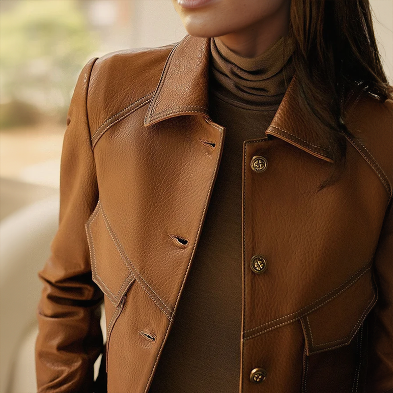 R&B | Kurze Herbstjacke mit Knöpfen und Taschen