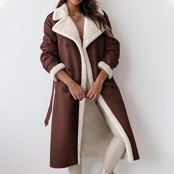 R&B | Lange Jacke, Gürtel und Fleecefutter