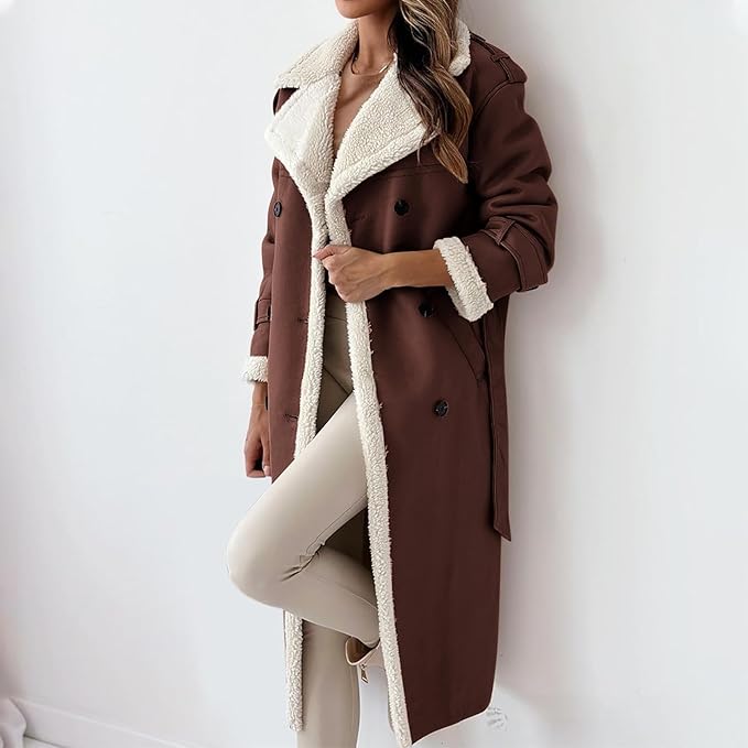 R&B | Lange Jacke, Gürtel und Fleecefutter