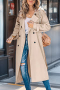 R&B | Langer Trenchcoat mit Doppelknopf und Reverskragen