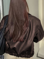 R&B | Übergangsjacke Lederlook mit Reißverschluss und Kragen