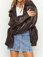 R&B | Übergangsjacke Lederlook mit Reißverschluss und Kragen