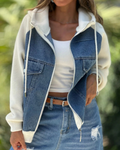 R&B | Übergangsjacke mit Denimfront und Kapuze, Lässig