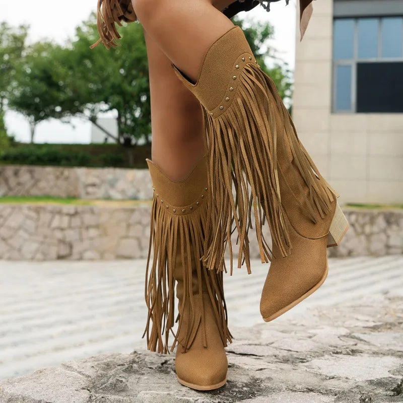 Spitz zulaufende rutschfeste kniehohe Cowboystiefel R&B