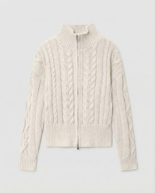 Damen Strickjacke mit hohem Kragen und Reißverschluss R&B