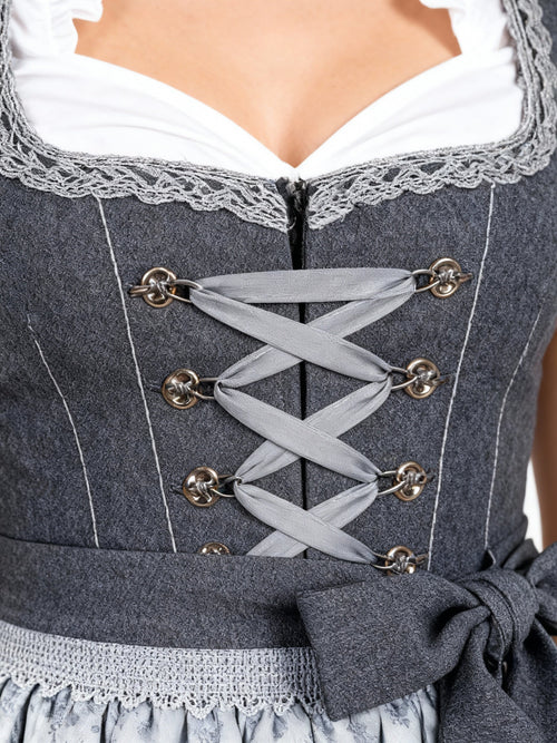 Damen-Dirndl mit Schürze | Trachtenkleid in Dunkelgrau, Modell 882