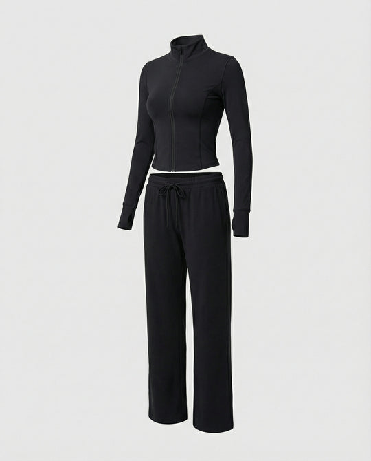 Damen Eisseide Sonnenschutz Set Slim Fit Sportanzug mit Kapuze