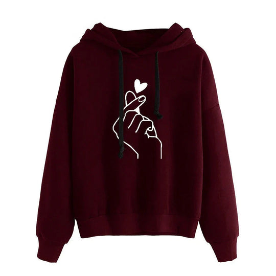 R&B | Hoodie Aus Fleece mit Fingerherz-Motiv