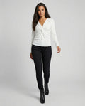 Damen Langarmshirt V-Ausschnitt Koreanischer Stil Knotendesign