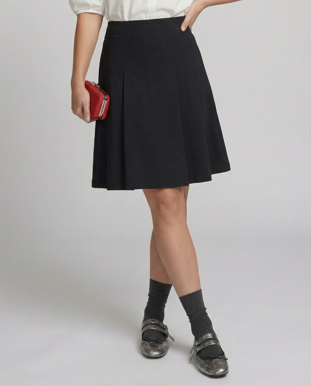 Damen Minirock aus reiner Baumwolle mit eleganten Falten