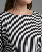 Damen Streetwear zweiteiliges Set mit gestreiftem Wickelshirt, Bindegürtel und weiter Palazzo-Hose R&B