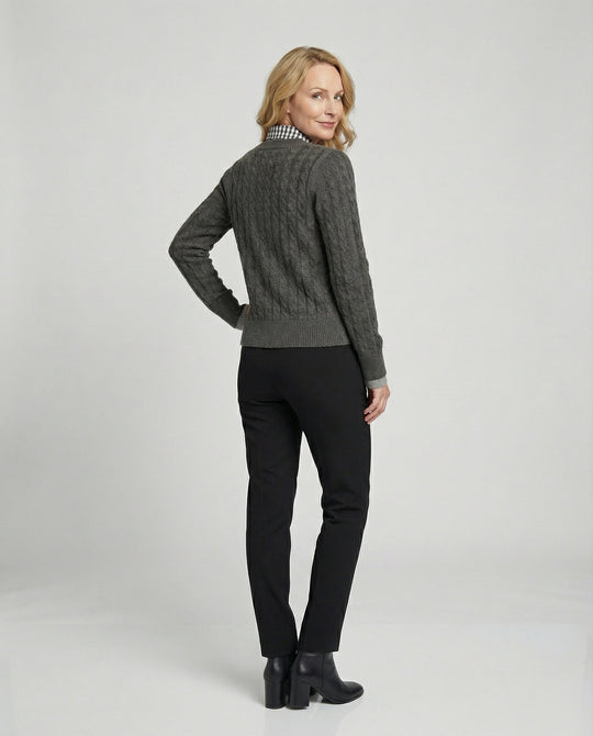 Damen Strickjacke im American Style mit abnehmbarem Polo-Kragen