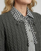 Damen Strickjacke im American Style mit abnehmbarem Polo-Kragen