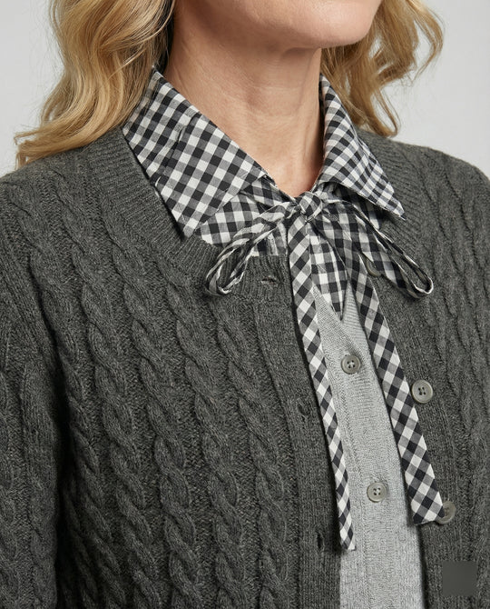 Damen Strickjacke im American Style mit abnehmbarem Polo-Kragen