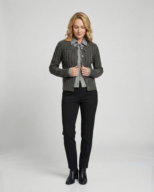 Damen Strickjacke im American Style mit abnehmbarem Polo-Kragen