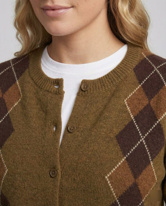 Damen Strickjacke mit Rautenmuster im Koreanischen College-Stil