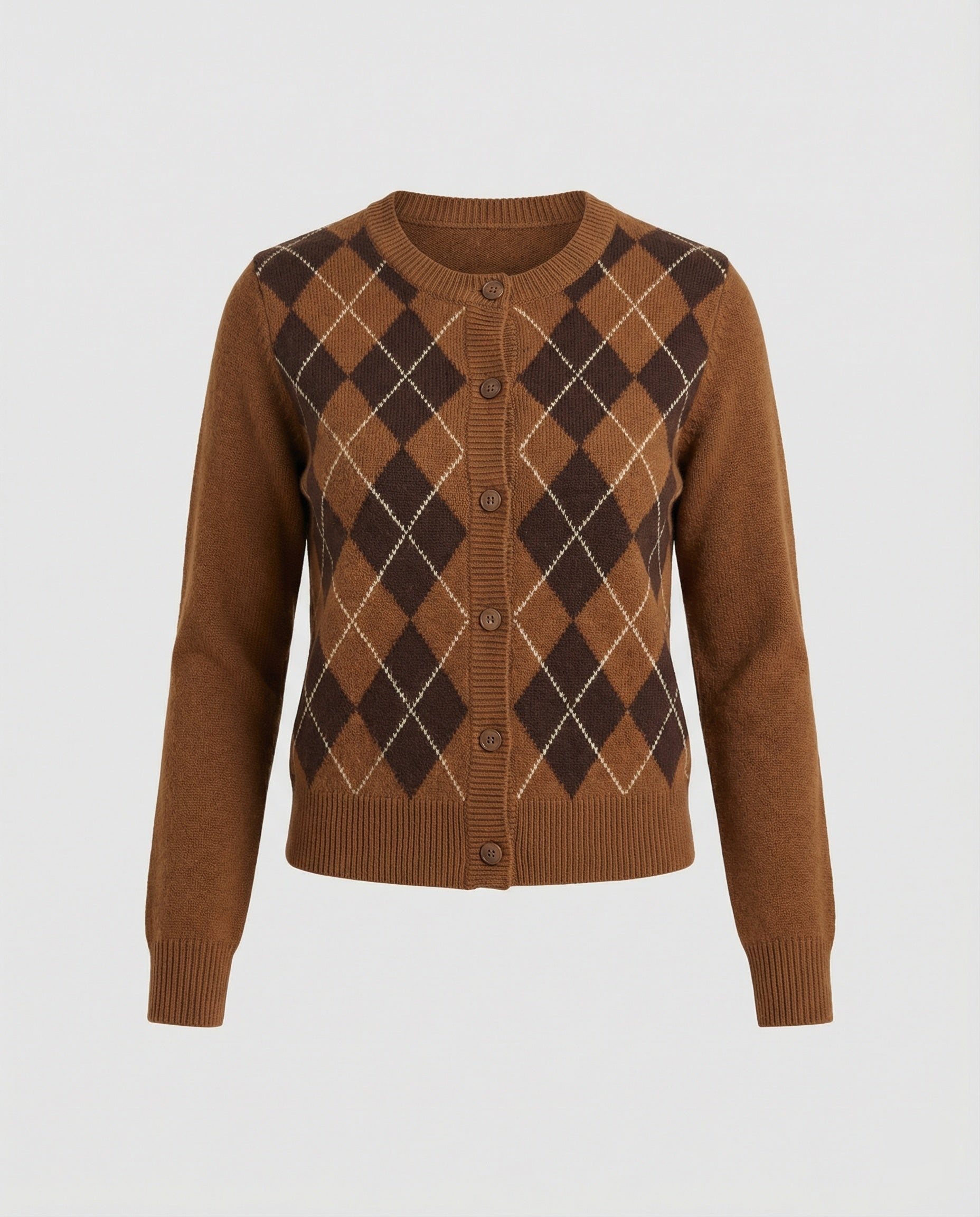 Damen Strickjacke mit Rautenmuster im Koreanischen College-Stil