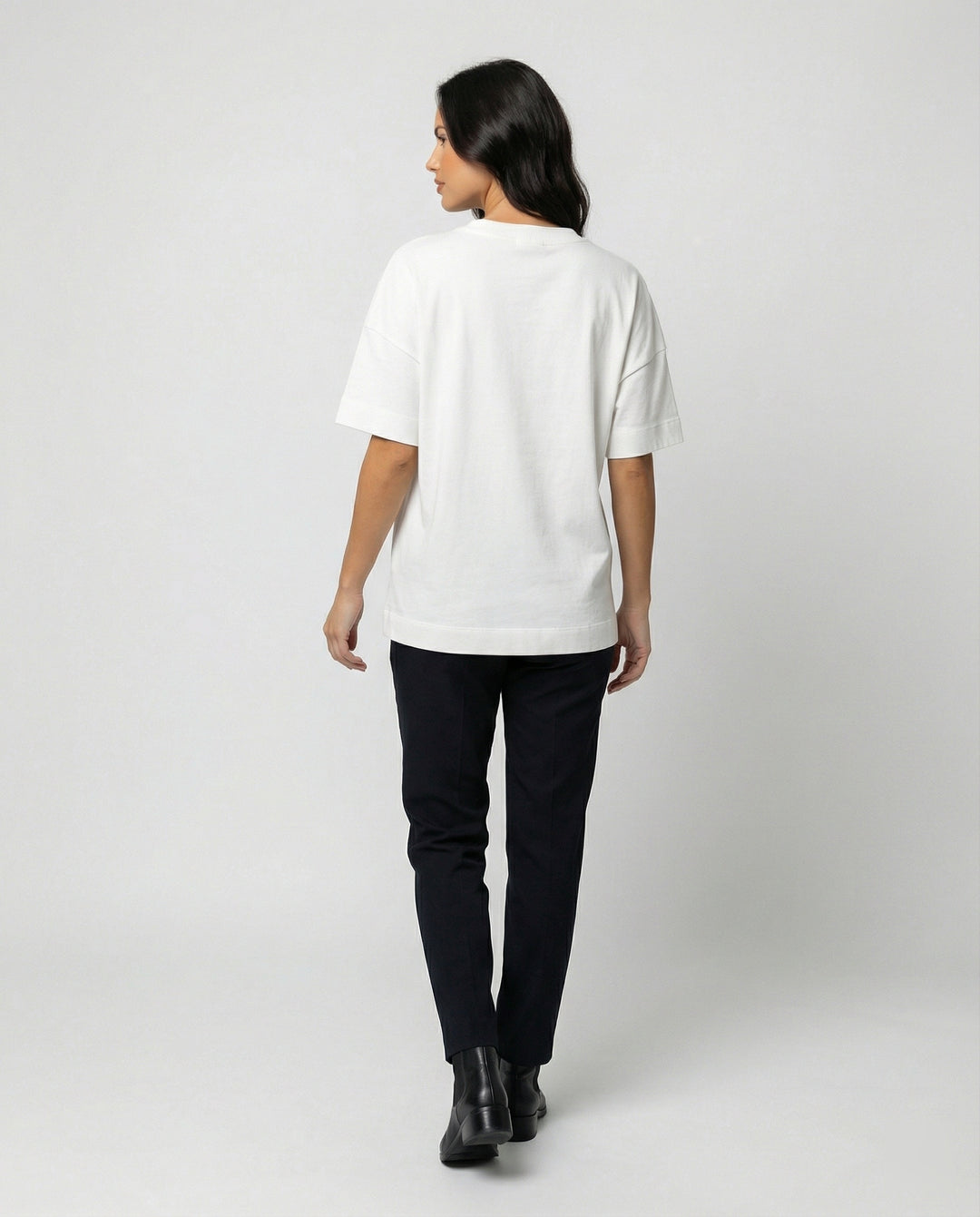 Damen T-Shirt Slim Fit Baumwolle Kurzarm Rundhals Schwarz Weiß