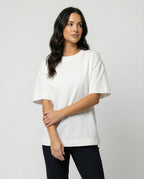 Damen T-Shirt Slim Fit Baumwolle Kurzarm Rundhals Schwarz Weiß