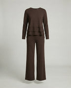 Damen Weiße Strickjacke Polo Stil Zweiteiliges Lounge-Set mit weitem Hosenbein und Oversize-Oberteil R&B