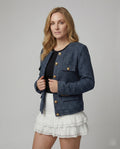 Damen baggy latzhose damen strukturierte Boucléjacke mit Zierknöpfen und Pattentaschen R&B