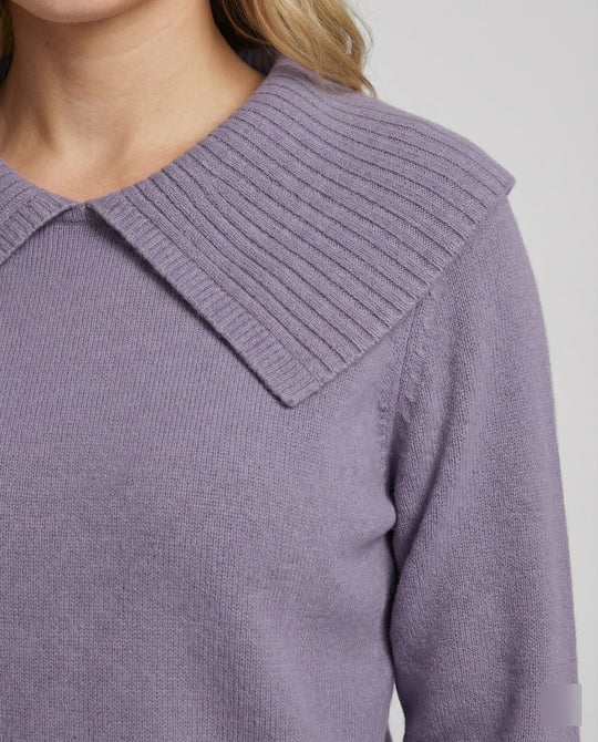 Feinstrickpullover mit weitem plissiertem Matrosenkragen und Rippbund R&B