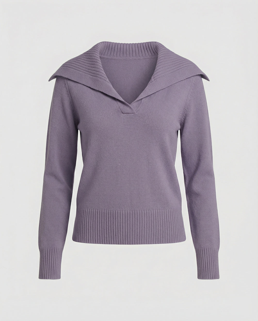 Feinstrickpullover mit weitem plissiertem Matrosenkragen und Rippbund R&B