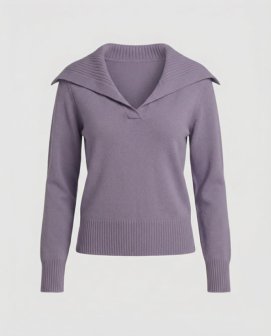 Feinstrickpullover mit weitem plissiertem Matrosenkragen und Rippbund R&B
