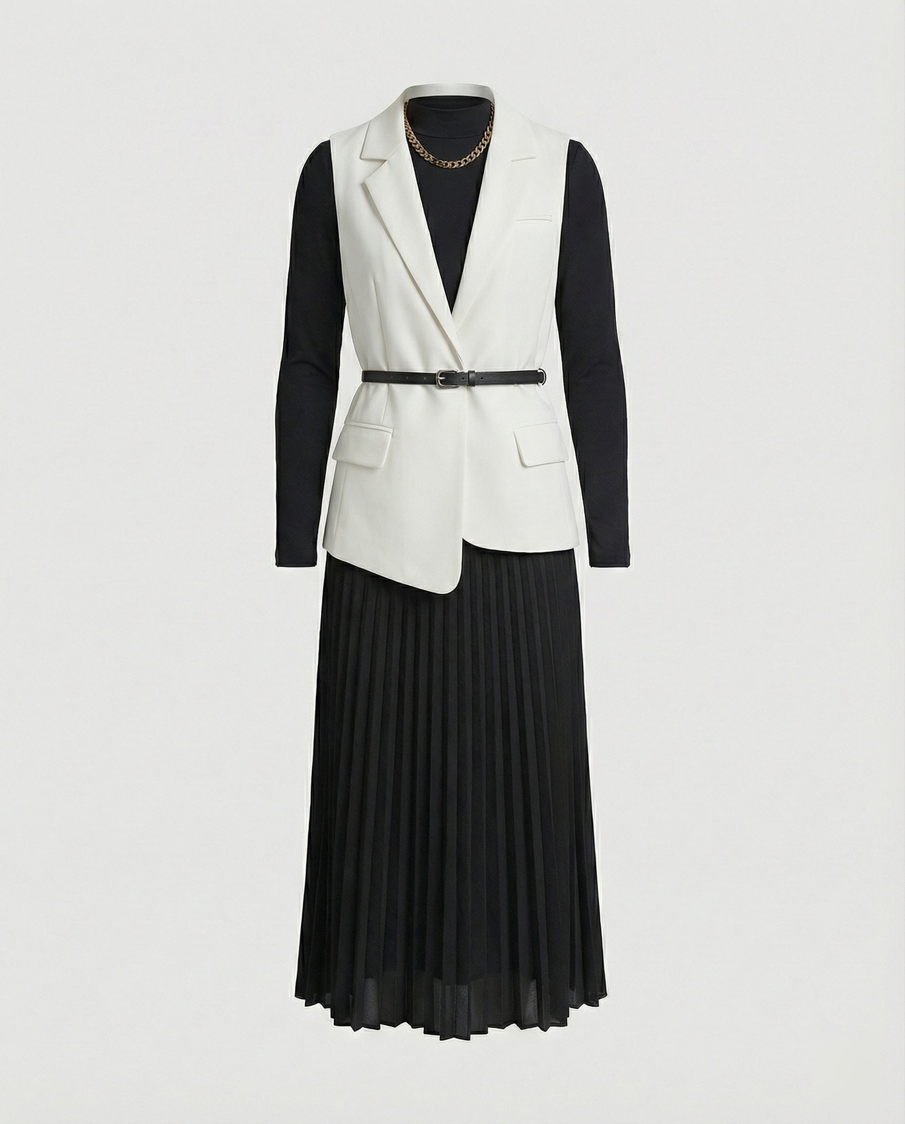 Zweiteiliges Midikleid mit taillierter Blazer-Weste