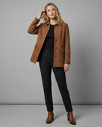 Elegante Wolljacke mit übergroßem Kragen, weiter Schnitt und diagonaler Strickstruktur R&B