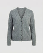 Flauschiger Kurzcardigan aus Alpaka-Mix mit verdeckter Knopfleiste und breiten Rippbündchen R&B