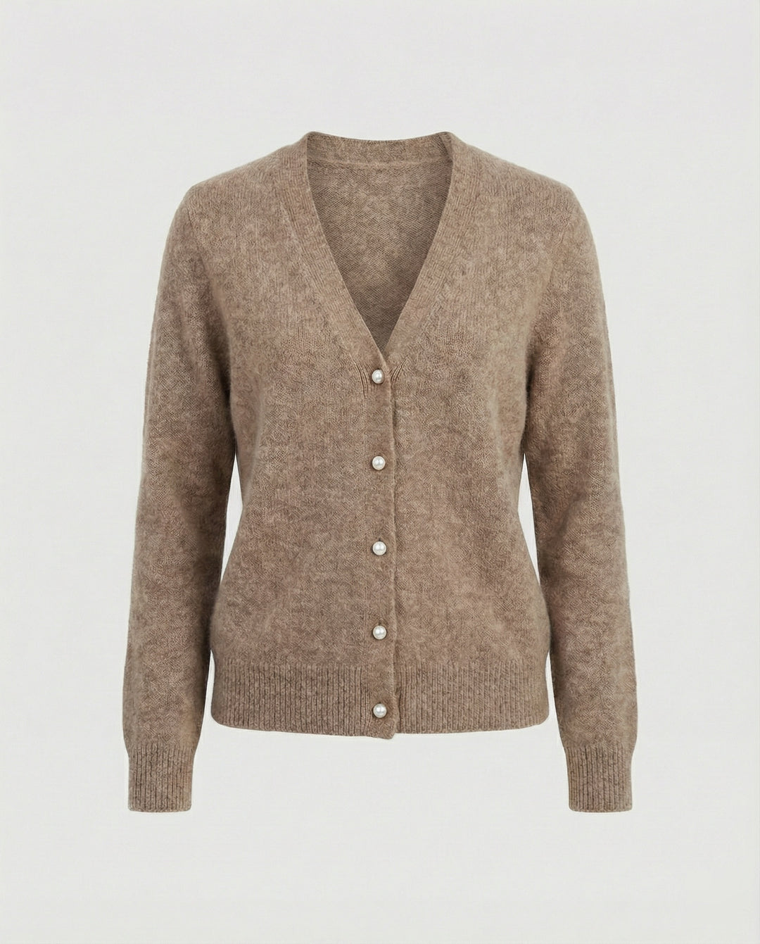 Flauschiger Kurzcardigan aus Alpaka-Mix mit verdeckter Knopfleiste und breiten Rippbündchen R&B