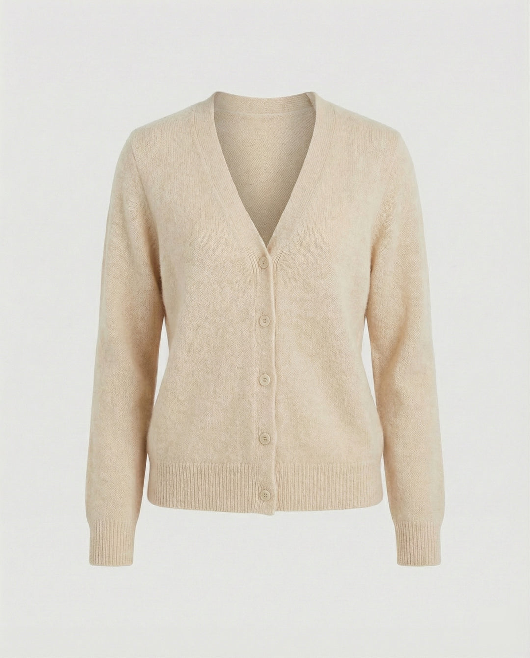 Flauschiger Kurzcardigan aus Alpaka-Mix mit verdeckter Knopfleiste und breiten Rippbündchen R&B
