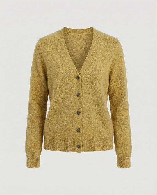 Flauschiger Kurzcardigan aus Alpaka-Mix mit verdeckter Knopfleiste und breiten Rippbündchen R&B