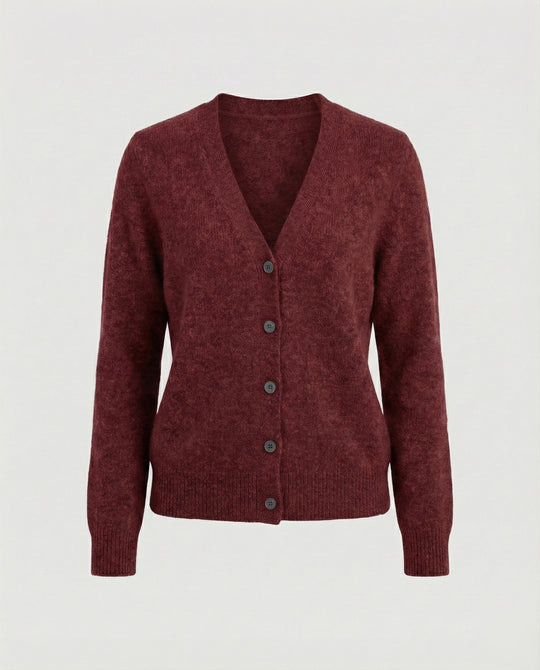 Flauschiger Kurzcardigan aus Alpaka-Mix mit verdeckter Knopfleiste und breiten Rippbündchen R&B