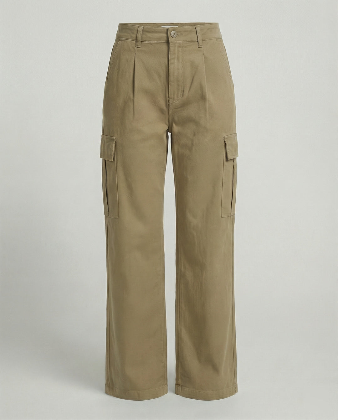 Hochtaillierte Cargohose im Palazzo-Stil mit elastischem Bund, aufgesetzten Klappentaschen und markanten Nähten R&B