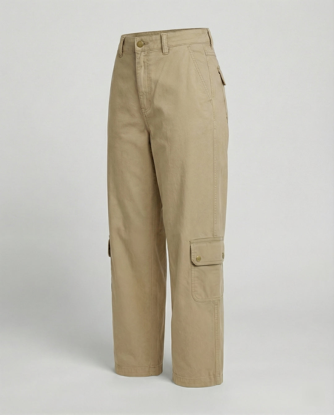 Legerweite Cargo-Palazzohose mit aufgesetzten Klappentaschen, Druckknopfdetails und mittelhohem Bund R&B